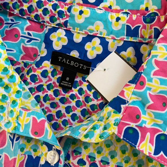 Talbots Totally Spring Tulips and Flower Patch Straight Dress 3/4 Sleeve US8 - Picture 9 of 11